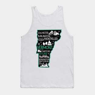 Vermont Rutland cute map Essex Bennington Brattleboro Colchester Hartford Tank Top